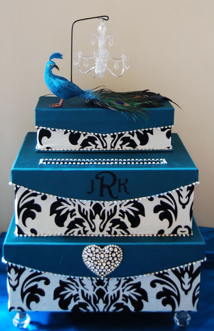 Peacock, Chandelier, Damask Wedding Card Box