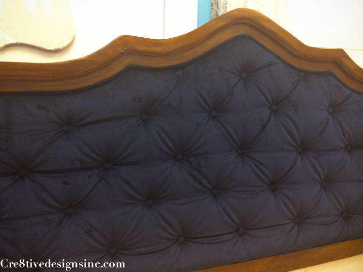 DIY Blue tufted headboard