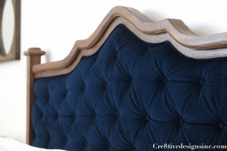 DIY blue tufted headboard - Cre8tive Designs Inc.