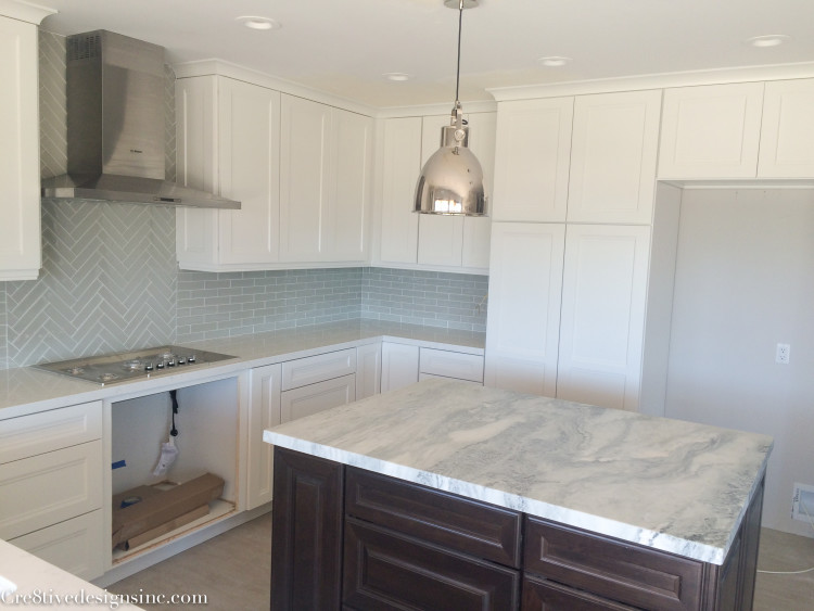 Honed marble kitchen island