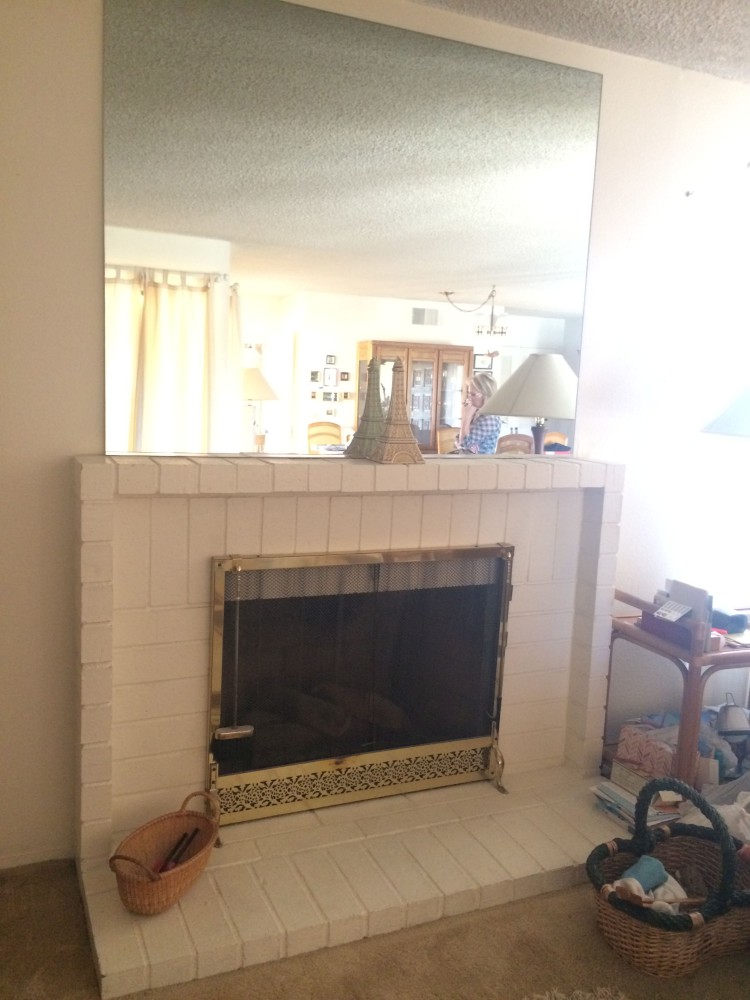 white brick fireplace