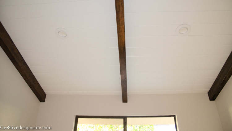 tongue and groove with wood beams