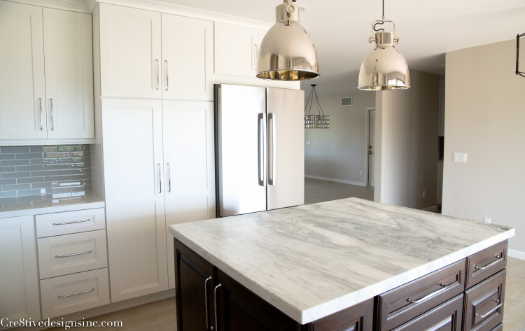 honed marble island countertop