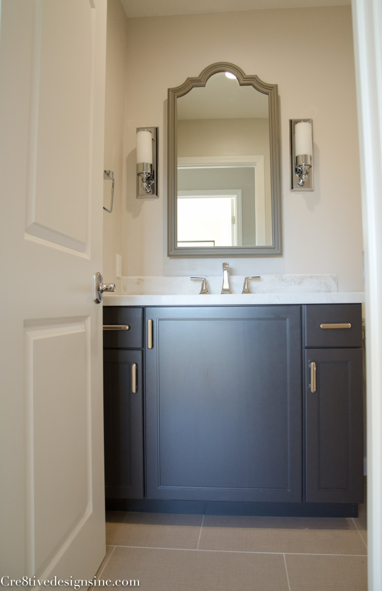 Dark grey bathroom cabinets