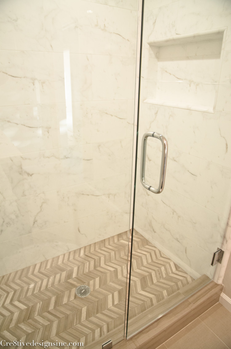 herringbone shower floor