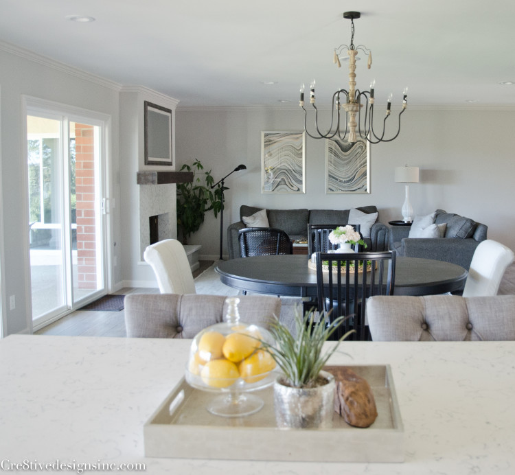 Quartz countertop on an island