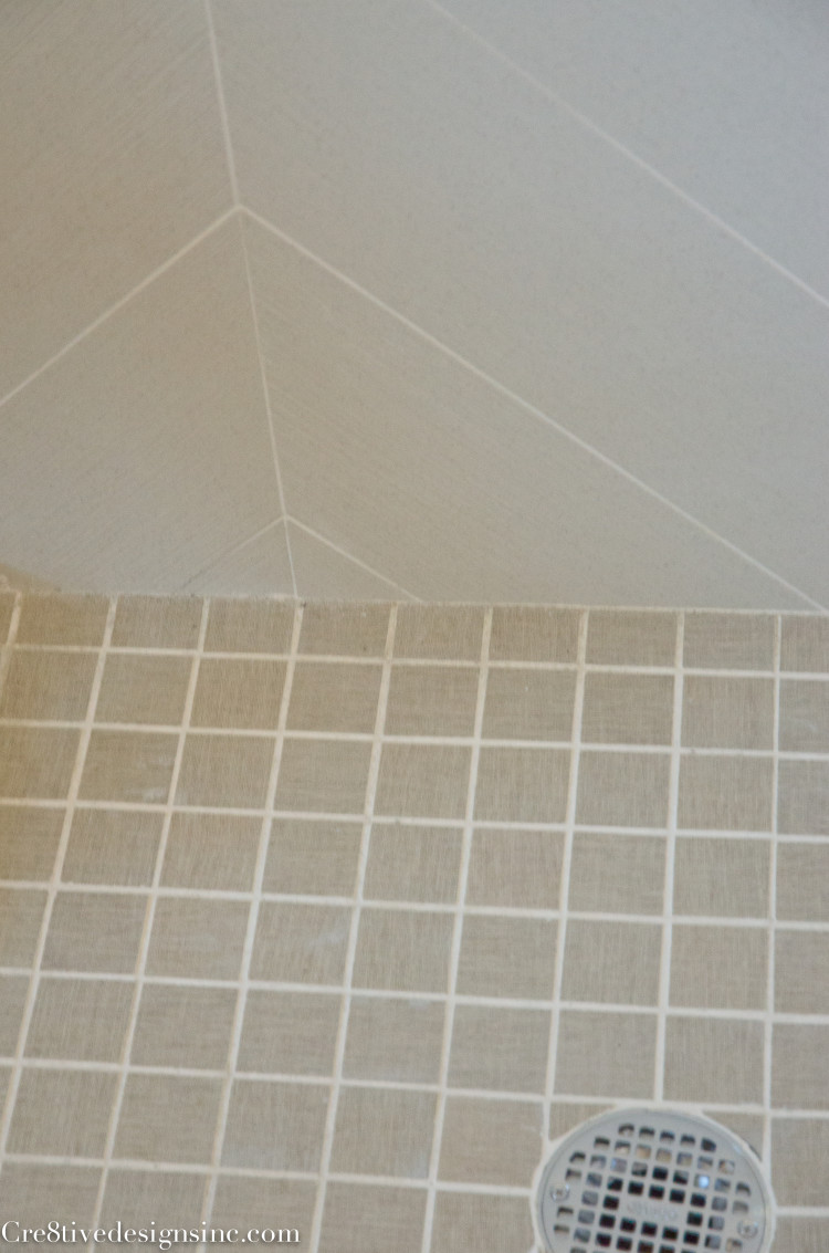 large chevron shower tile