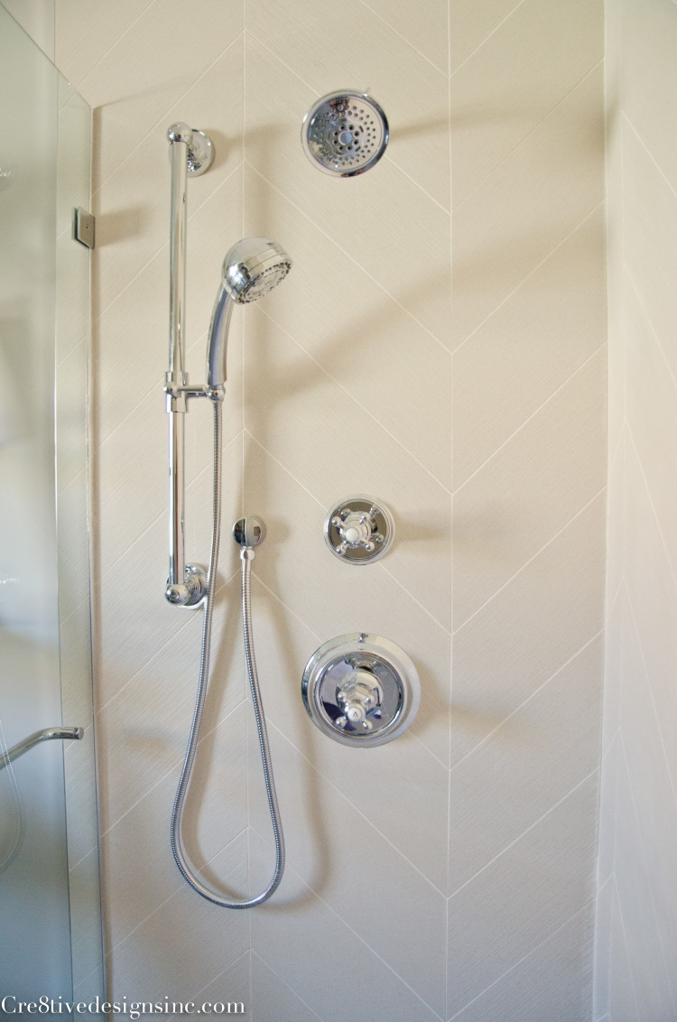 large chevron shower tile